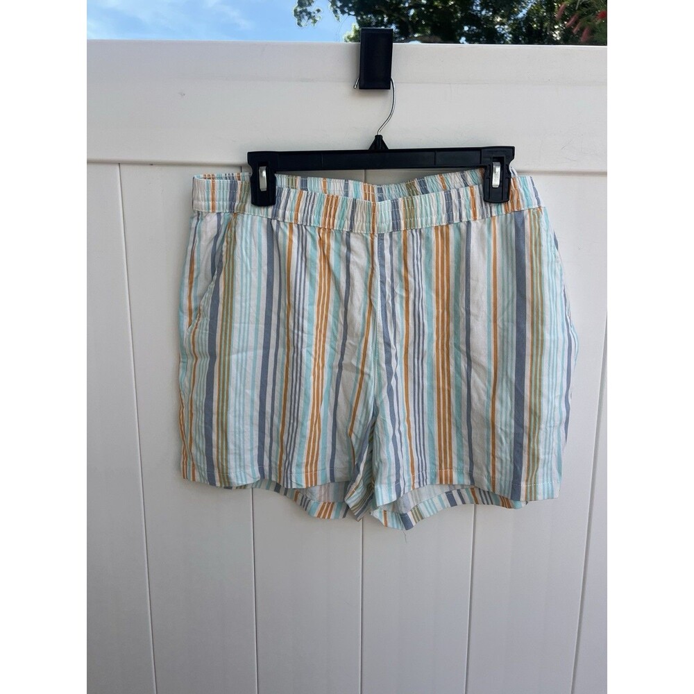 SERRA Women's Shorts Linen Shorts Size Large Multicolor Striped Pull On